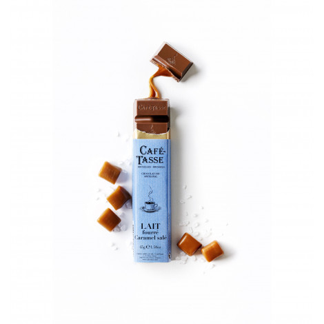 Barre de chocolat au lait fourrée caramel salé 45g