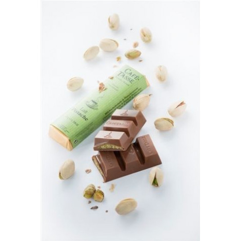 Barre de chocolat au lait fourrée pistache 45g